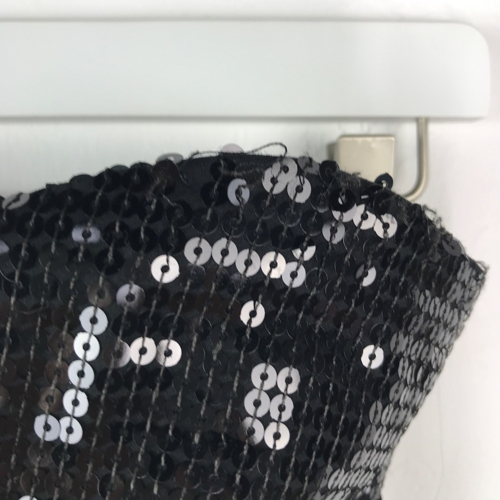 NEW Forever 21 Black Sequin Strapless Mini Dress Small Flaws - Picture 3 of 12